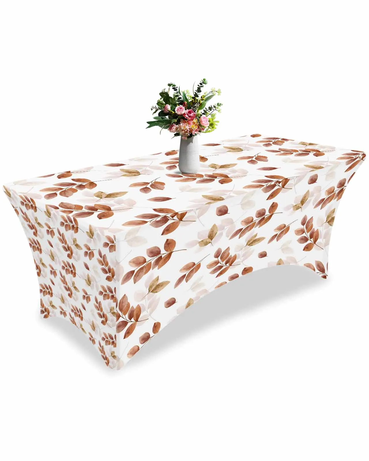 

Thanksgiving Autumn Eucalyptus High Stretch Tablecloth Wedding Party Decor Elastic Print Table Cover Outdoor Table Cloth