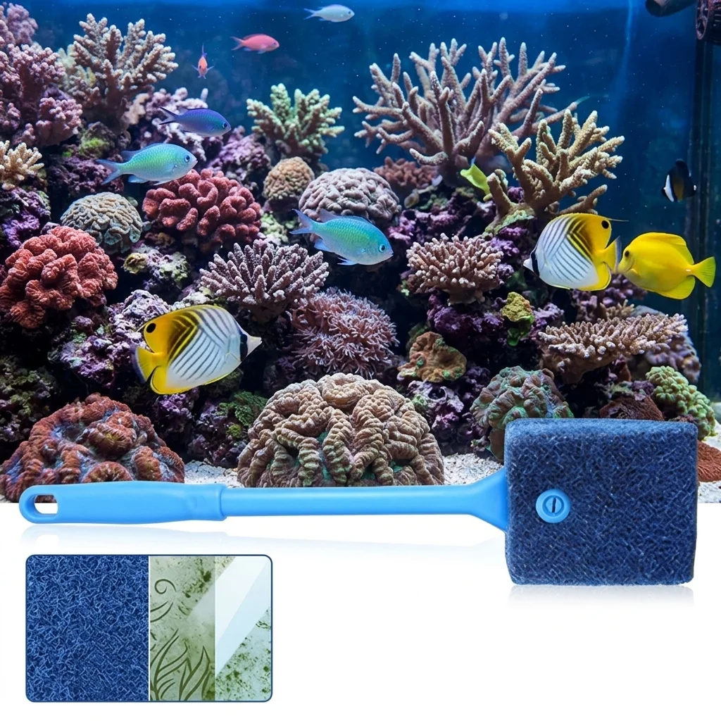 Double Sided Algae Scraper Sponge for Aquarium Glass Acrylic