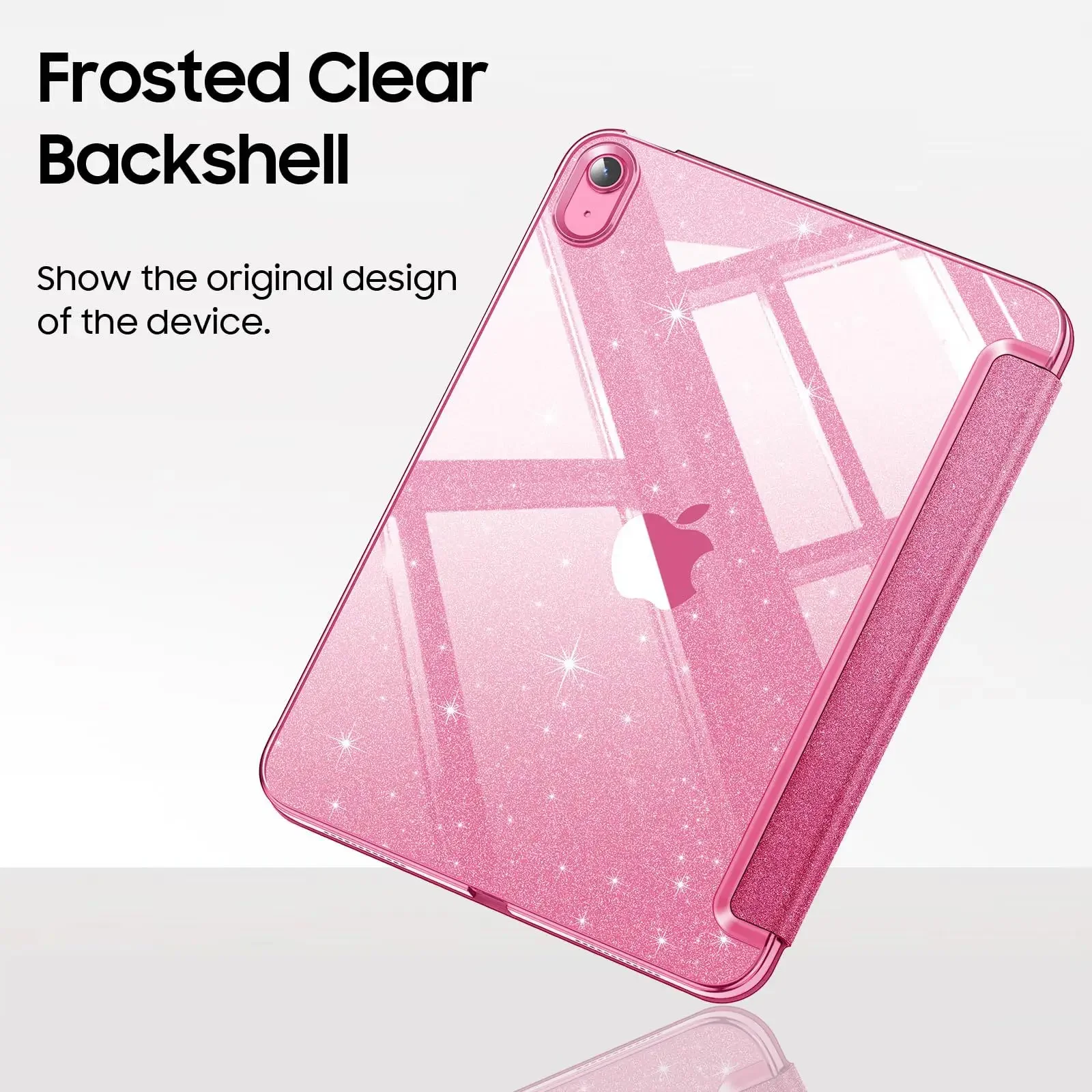 Glitter Sparkly Frosted Clear iPad A16 Case with Auto Sleep/Wake Multi-Angle Stand Slim Lightweight Shock-Resistant Cover