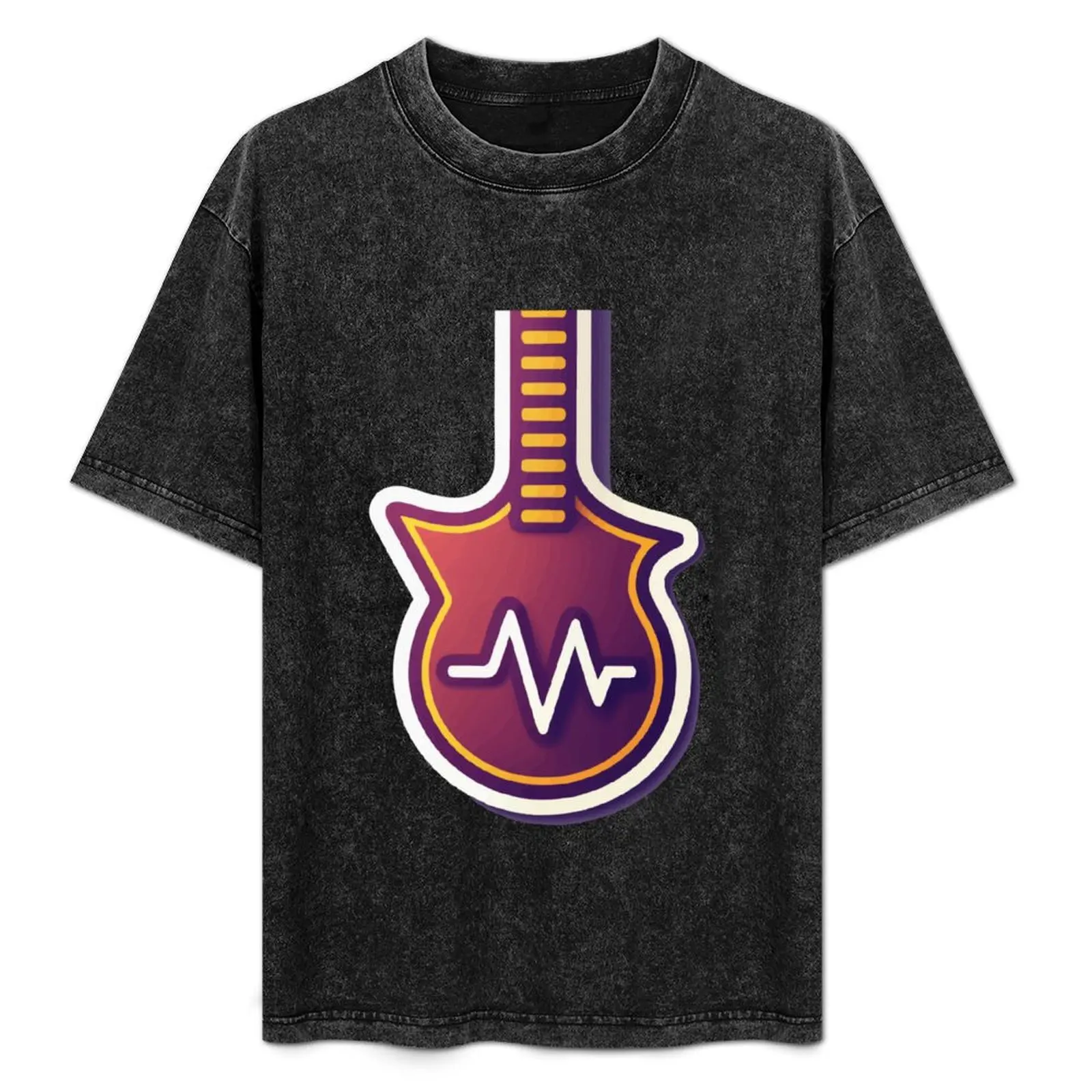 

Minimalist Bass Guitar with Heartbeat Pulse Design T-Shirt Plus Size Loose Short Sleeve Top