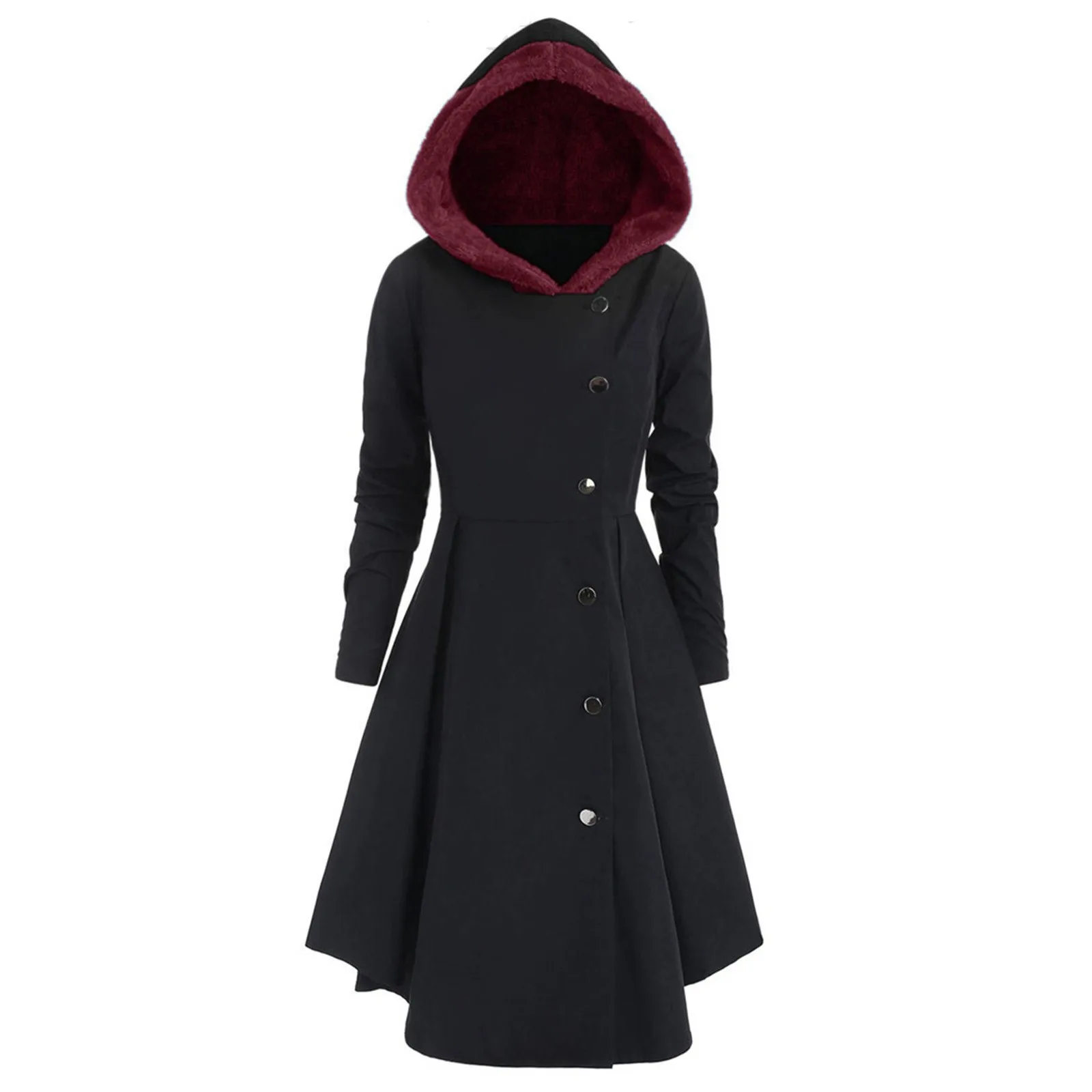 Women Medieval Renaissance Retro Hooded Dress Elf Victorian Gothic Steampunk Cloak Jackets Coat Carnival Party Cosplay Costumes