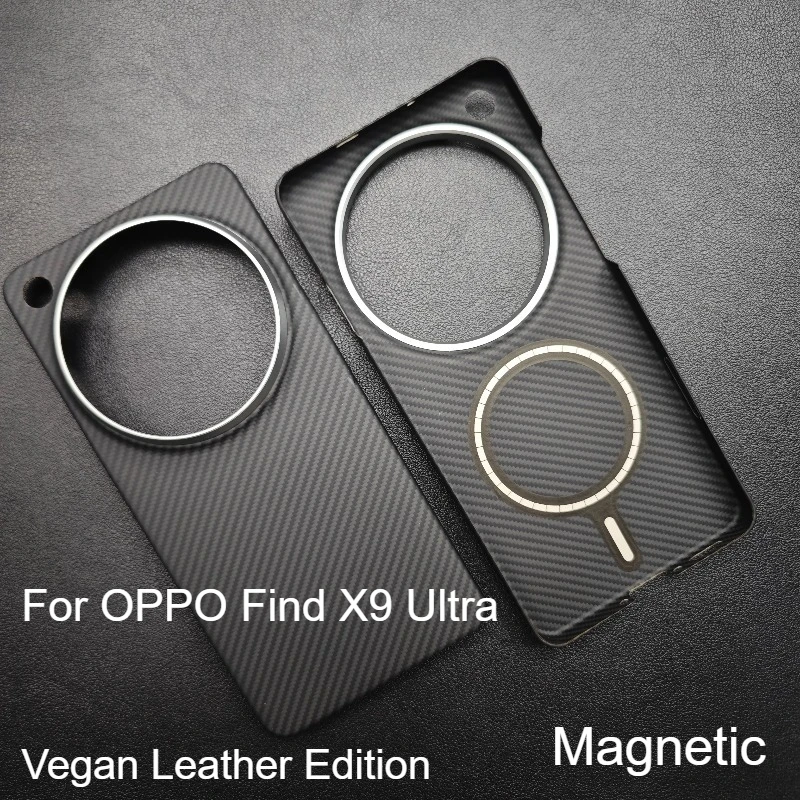 

Magnetic Case For OPPO Find X9 Ultra Aramid Carbon Fiber Mobile Phone Case Vegan Leather Edition Cover Ultra -Thin Accessories