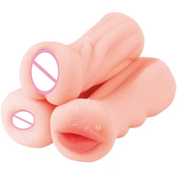 Vagina Pussy Pocket for Men Male Masturbator Cup 3D Realistic Anal Oral Silicone Erotic Adult Toys Tight Deep Throat Exercise