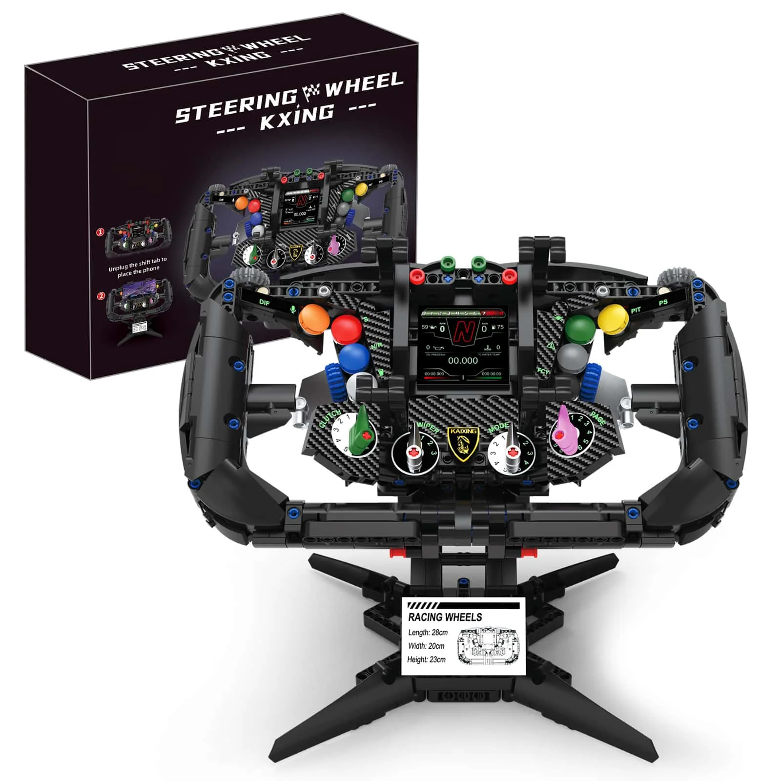 

MOC Racing Steering Wheel Building Blocks Kit with Mobile APP Control Realistic Movable Design Ideal Christmas Gift for Car Love