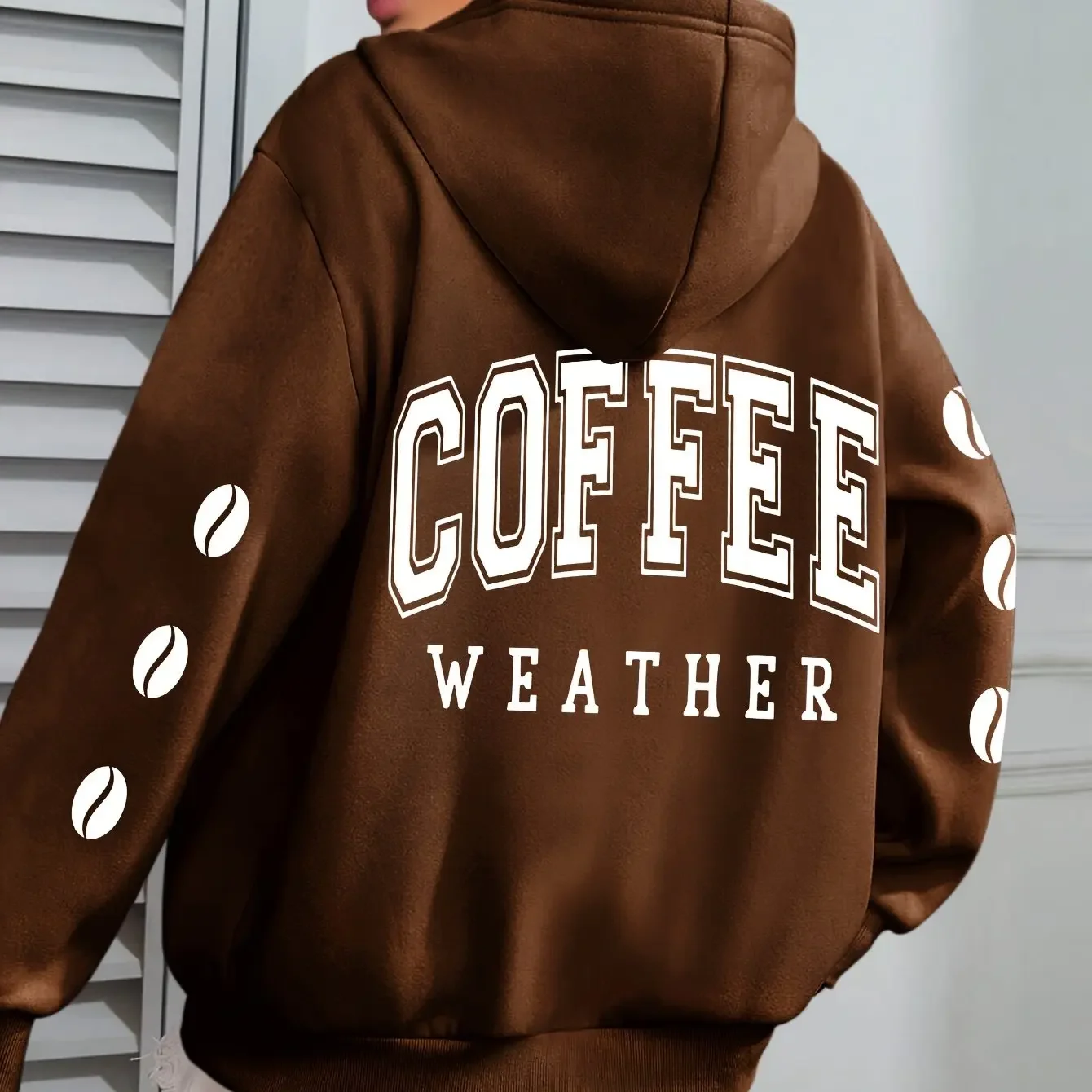 Plus Size - Directional Pattern - COFFEE Hoodie