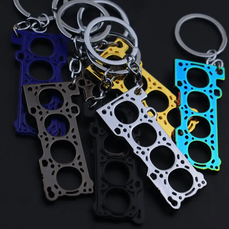 Tuning Keychain Car Modification Cylinder Head Engine Gasket Model Keychain Key Ring DIY Key Chain For F1 Racing Fans Gifts