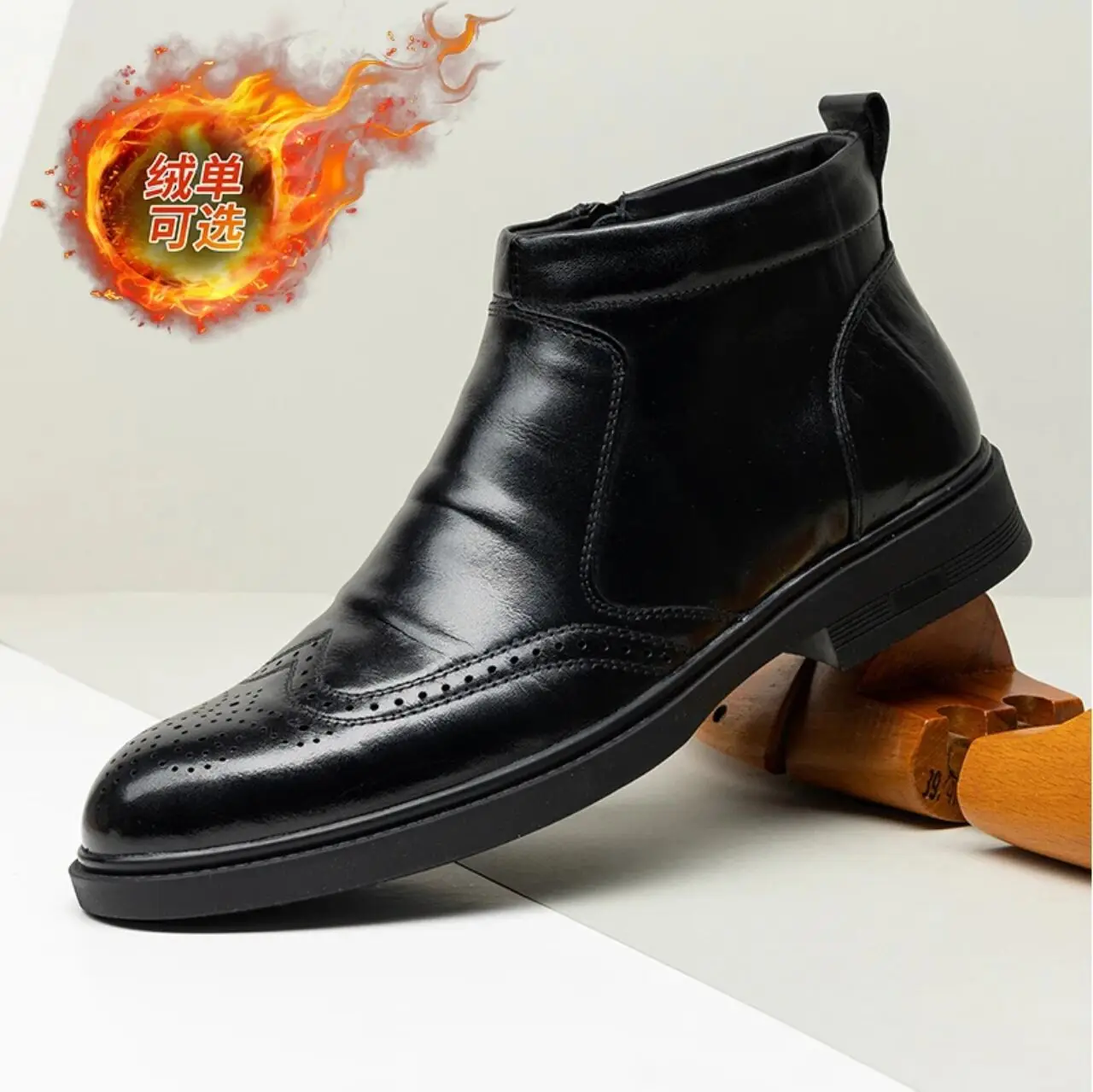 

Мужские кожаные ботинки на осень, высокие, с острым носком, повседневные, на молнии, в британском стиле, челси.