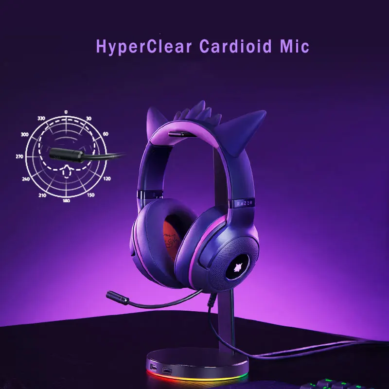 Razer Gengar Headphone Kraken V3 X Wired Headset Dynamic RGB 7.1 Virtual Surround Game E-sports Special Edition Pokémon Gengar