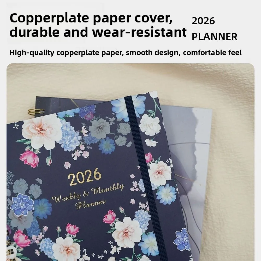 English 2026 Schedule Planner Notepad Wear-resistant 12 Months To-do List Notebook Portable Bookmark Diary Writing Pads