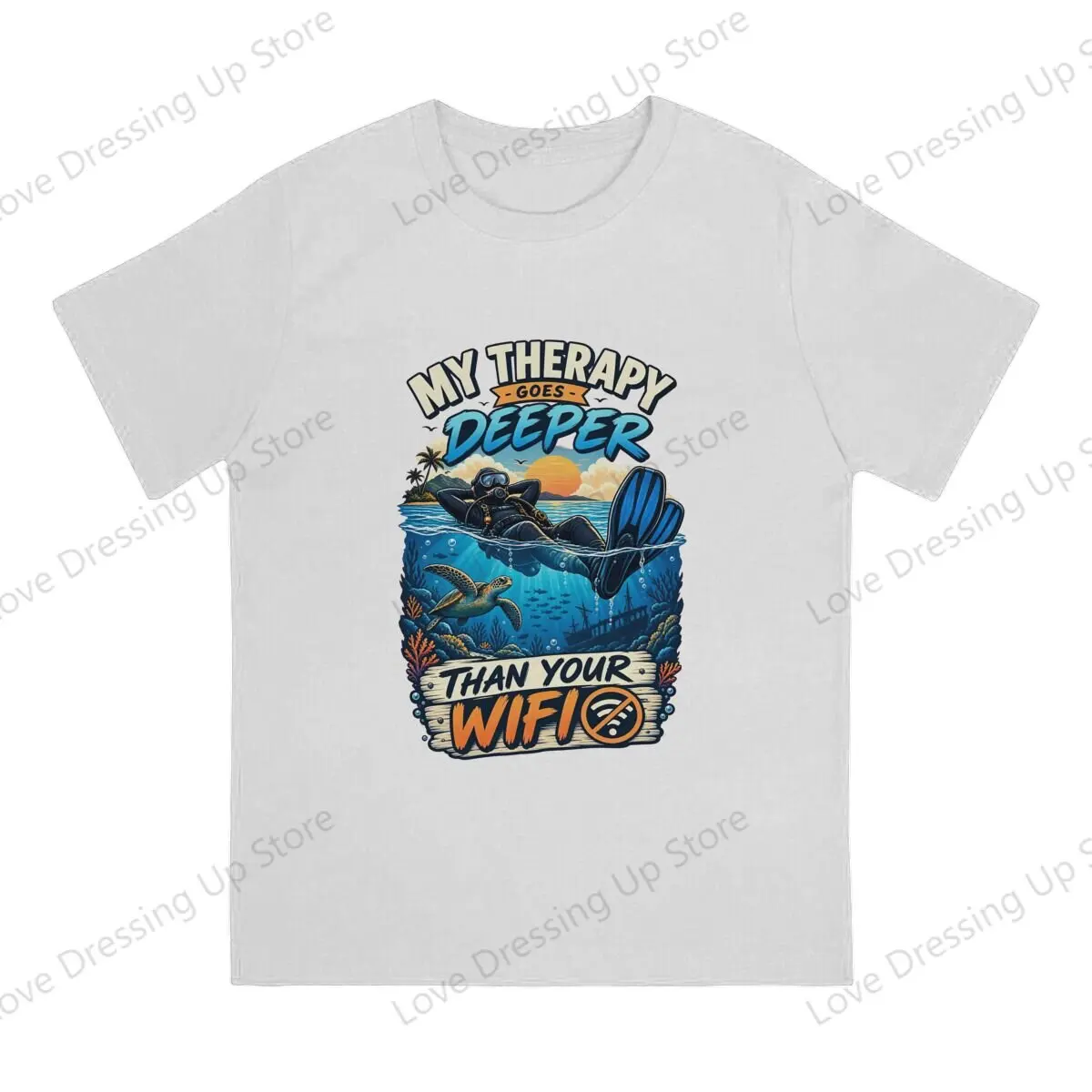 100% Cotton T-shirt Love Scuba Dive t shirt men Deep Sea Escape Scuba Diving Humor Summer Sweat Absorption Casual Short Sleeves