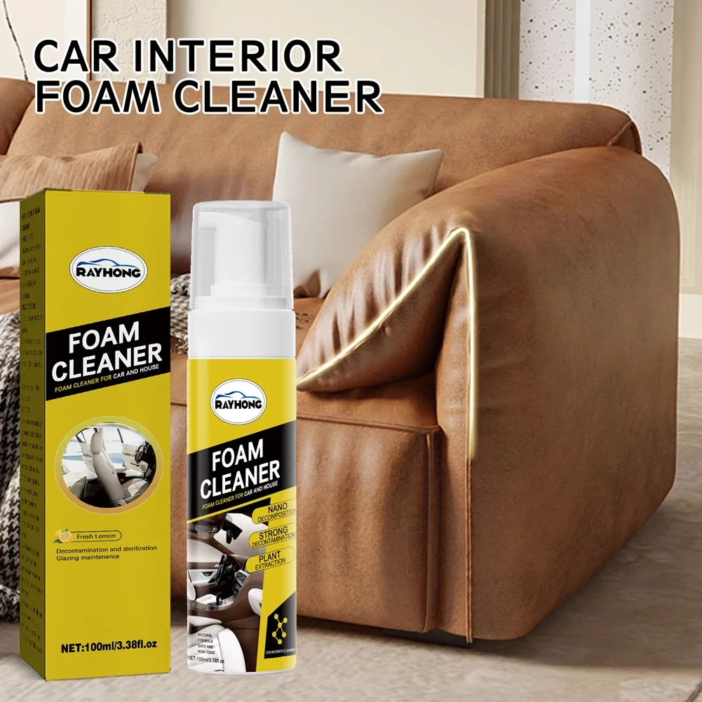 

Powerful Decontamination Multi-Purpose Car Interior Foam Cleaner 100ML Anti-aging Leather Clean Wash Auto Maintenance Tool