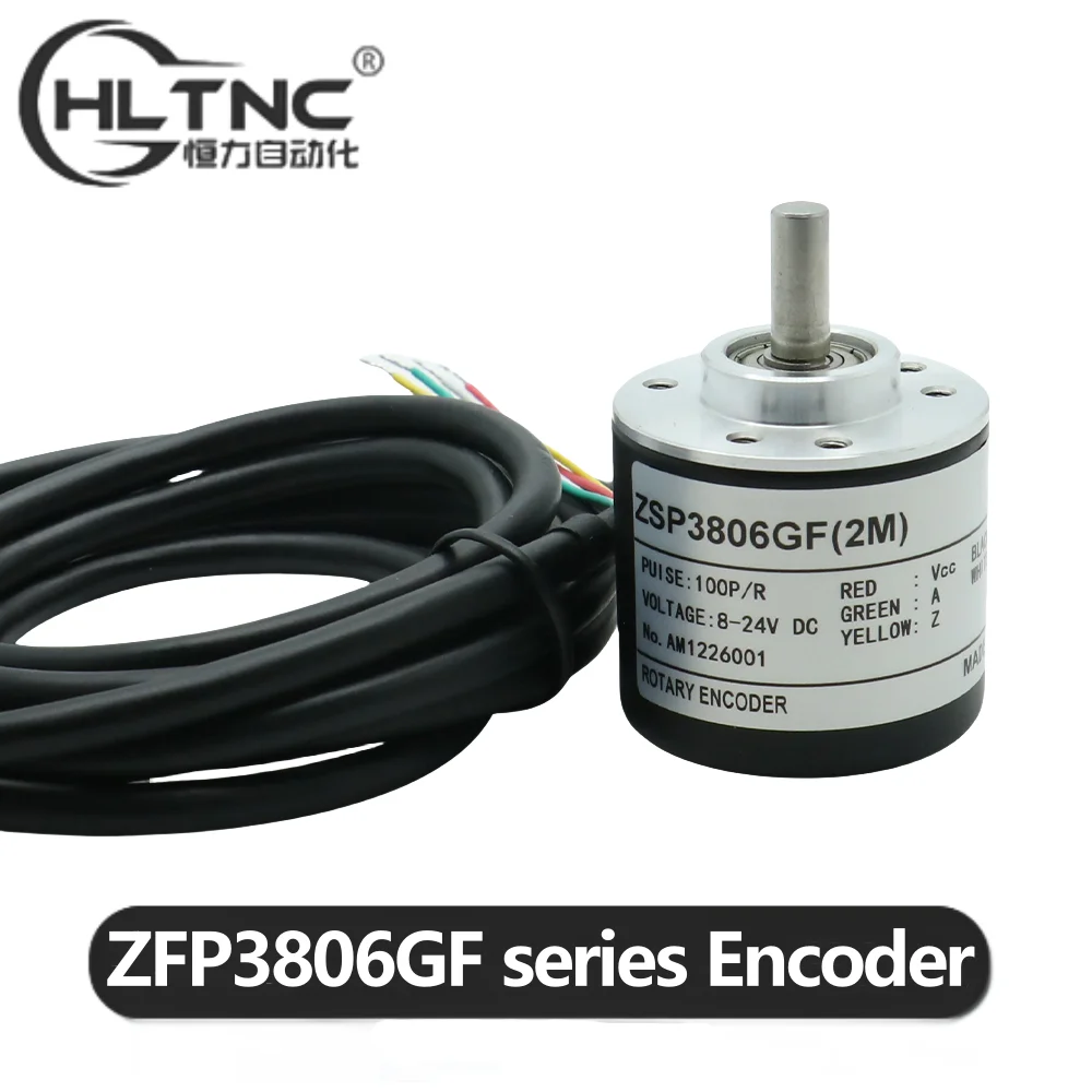 

HLTNC ZFP3806GF поворотный инкрементный энкодер серии 38 мм DC5-24 В с валом 20-5000PPR 5 мм вал поворотный оптический переключатель датчик