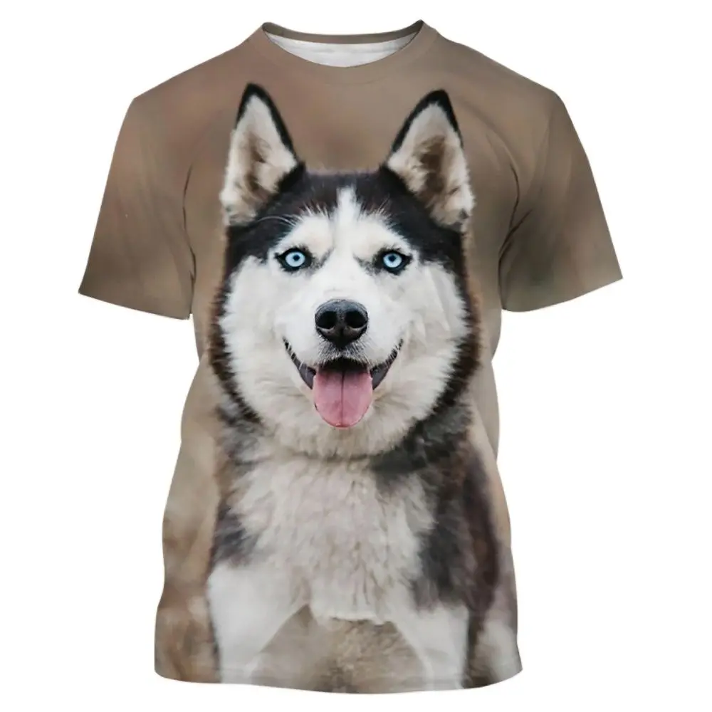 Fashion Men\'s T-Shirt 3D Cute Husky Dog Print Short Sleeve Top Street Casual T Shirt Streetwear Oversized Tee Shirt Men Clothing