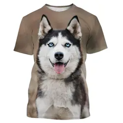 Fashion Men's T-Shirt 3D Cute Husky Dog Print Short Sleeve Top Street Casual T Shirt Streetwear Oversized Tee Shirt Men Clothing