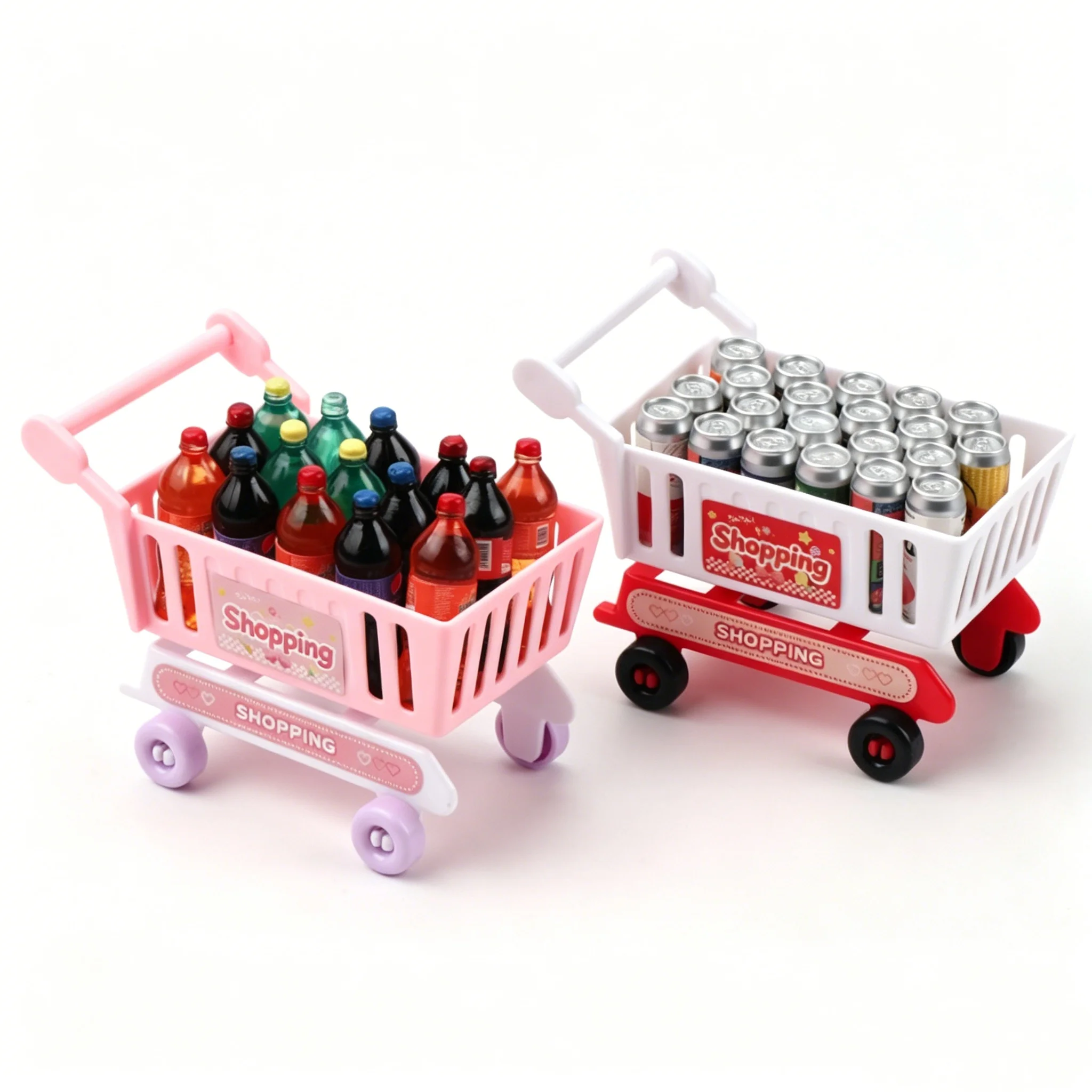 Mini Shopping Cart - Realistic Mini Supermarket Cart, Perfect for Dollhouse Grocery Play and Snack Display, Random Color