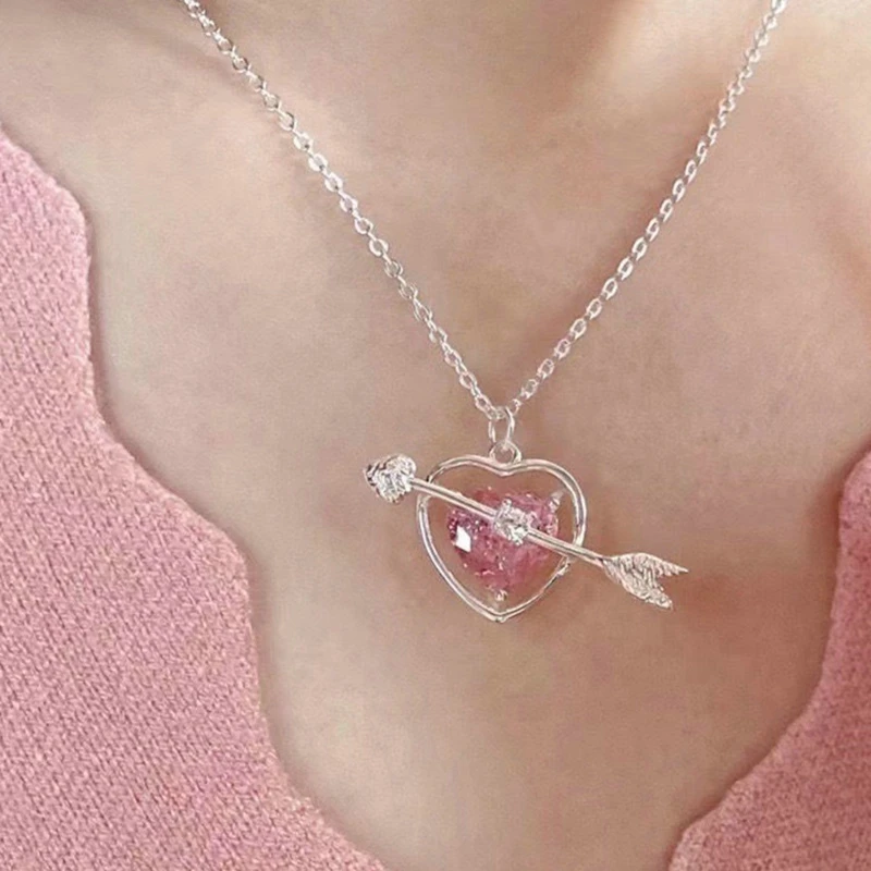 New Wine Red Cherry Pink Heart Bow Star Butterfly Necklace For Women Personality Fashion Necklace Wedding Jewelry Birthday Gift