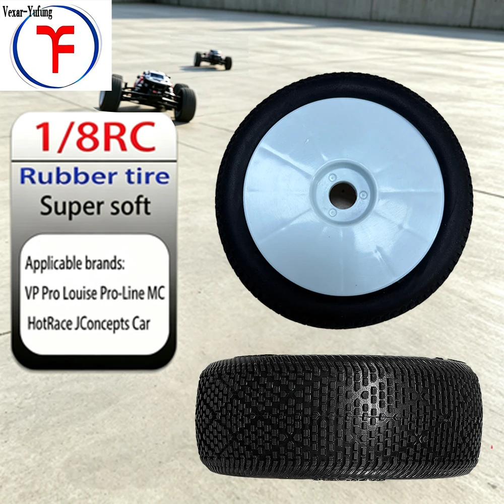 Yufung Pre-glued 4pcs 1/8 RC BUGGY TIRES hex 17mm 25A Shore Super Soft for 1:8 Scale Car Arrma Typhon HPI HSP Kyosho TRAXXAS