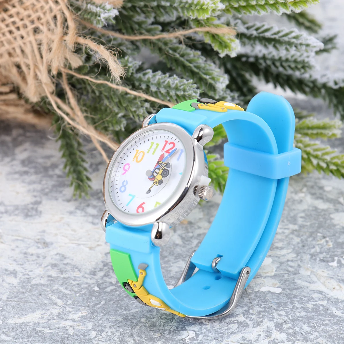 Engineering Vehicle For Kids Cute Cartoon Waterproof Quartz Wristwatch Cartoon Kids Watch Blue Children'S Timepiece