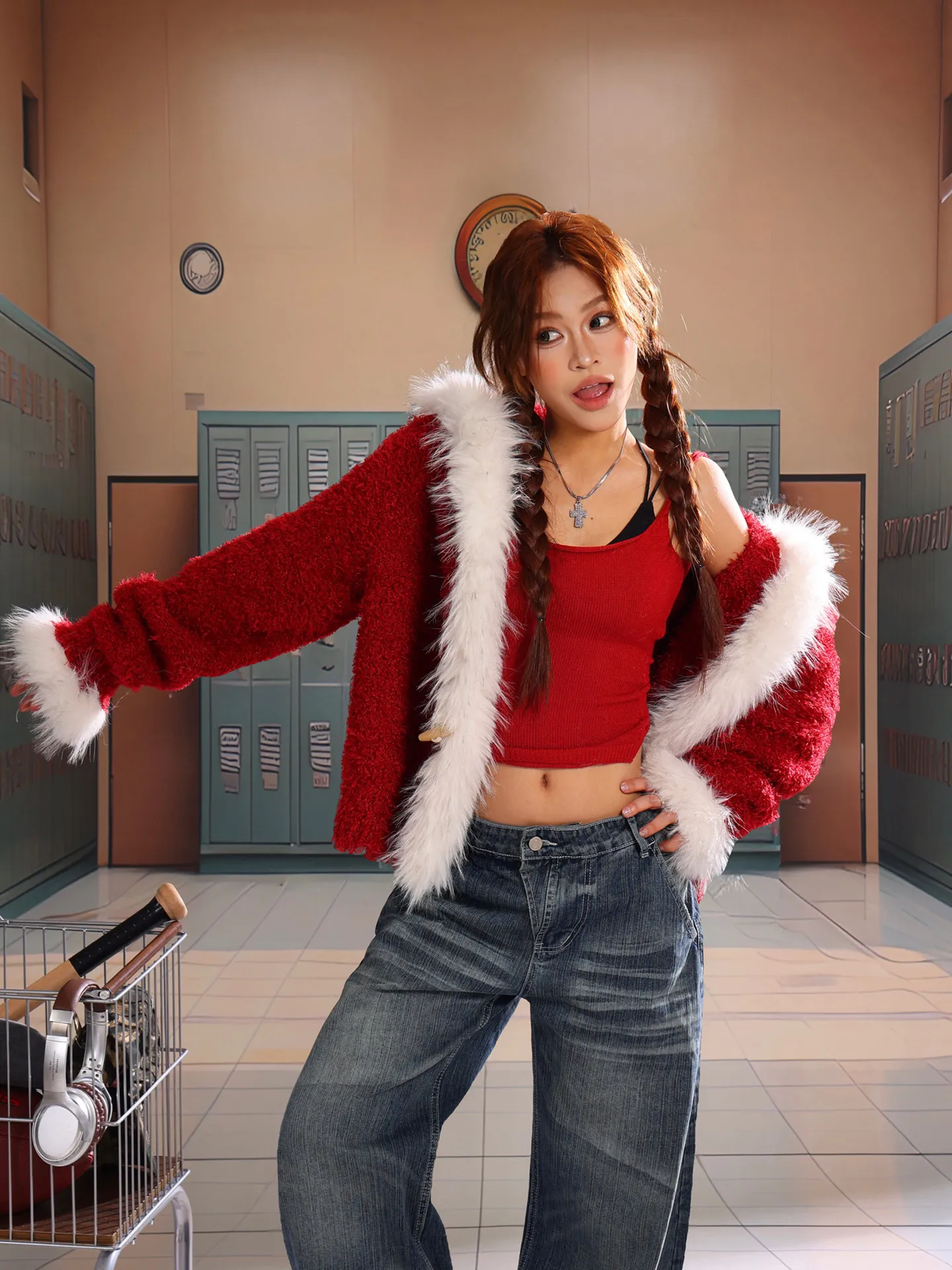 

American Sle Plu Hoodie Women's Loose Open Cardigan Spring Early Season Thiened Long Sve Knitted Woolen Sweater