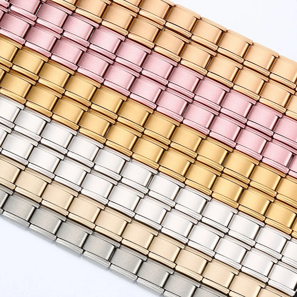 Charm Italian Stainless Steel 9mm Modular Splicing Bracelet Matte Surface Square Elastic Titanium Strap Chain Basic Multi Color