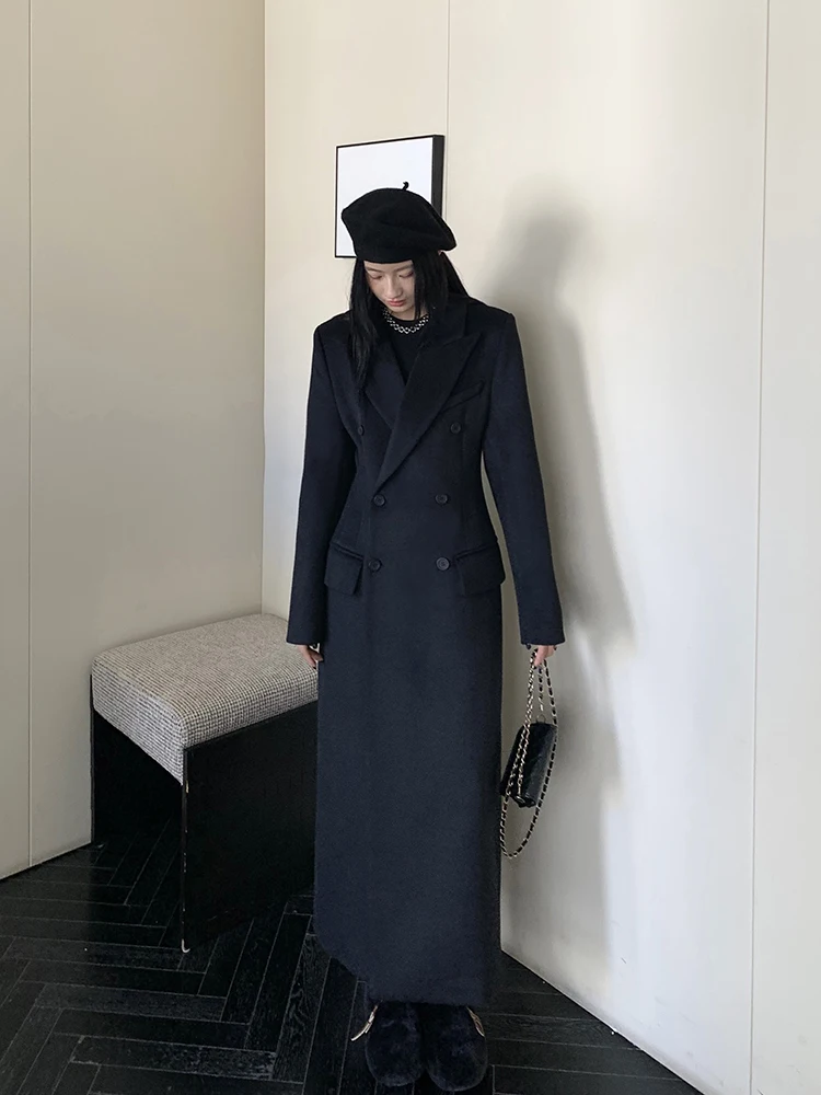 

Шерстяное пальто Goodbye Little Bear, женское пальто средней длины с застежкой на талии, корейское пальто, осень-зима, элитное ощущение