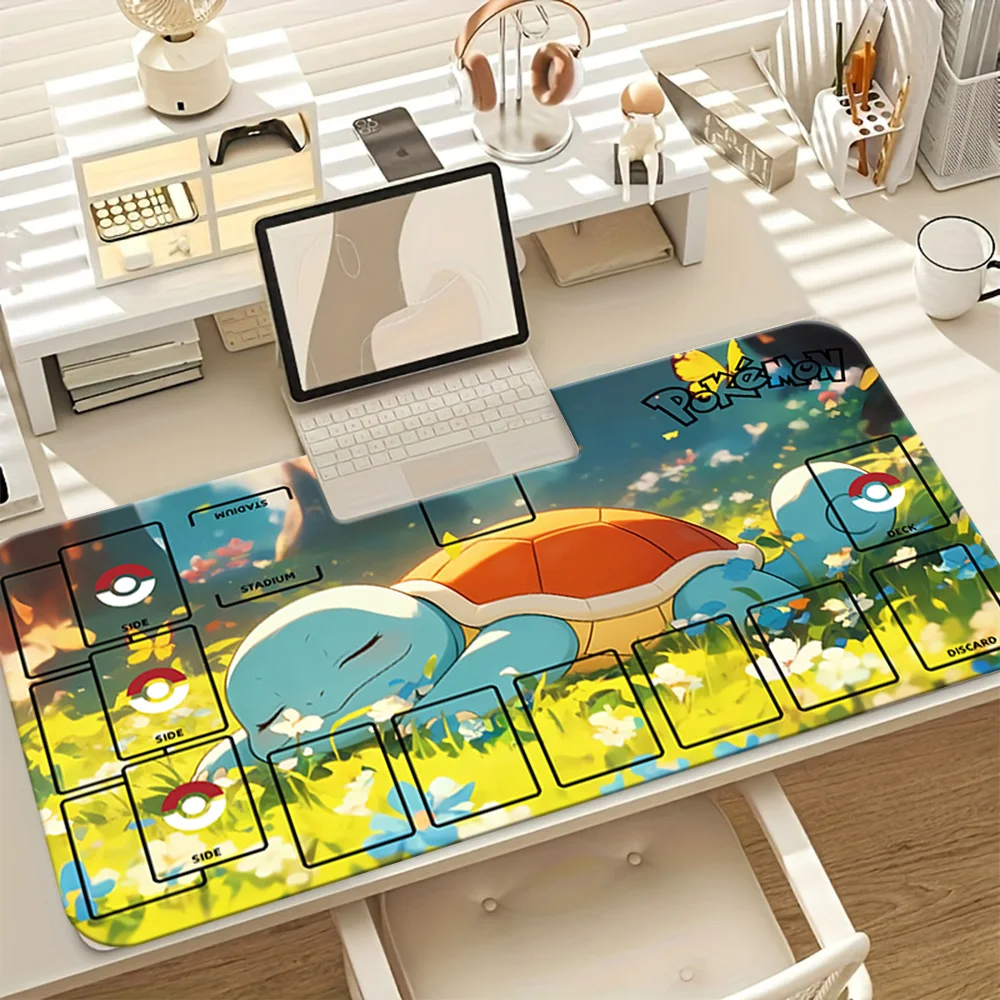Pokemon Squirtle Sleeping Flower Field TCG Playmat Gaming Mouse Pad with Zones Desk Mat