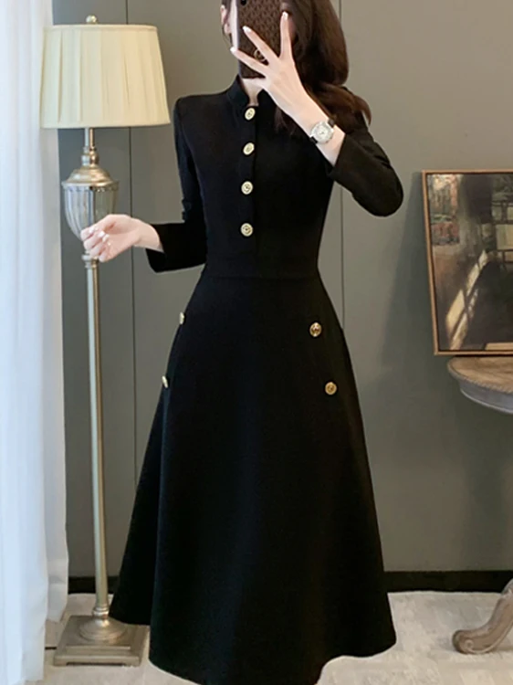 Ele Bla Dr Saia feminina de camada base emagrecedora de cintura alta outono inverno nova Sle Ins Sle cor pura cintura alta A-Li...