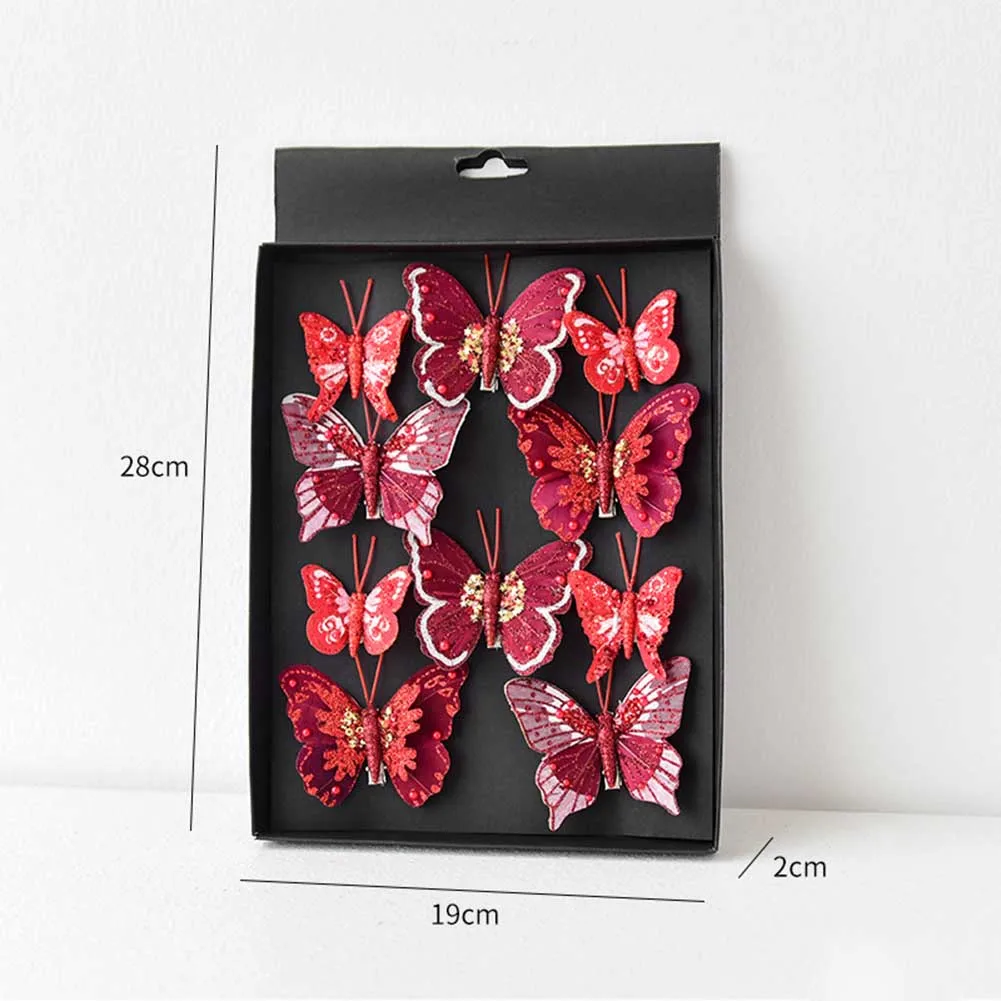 

Handmade Artificial Butterfly Clip On Decoration Set for Christmas Wreath Garland Trees 10pcs Lightweight Plastic