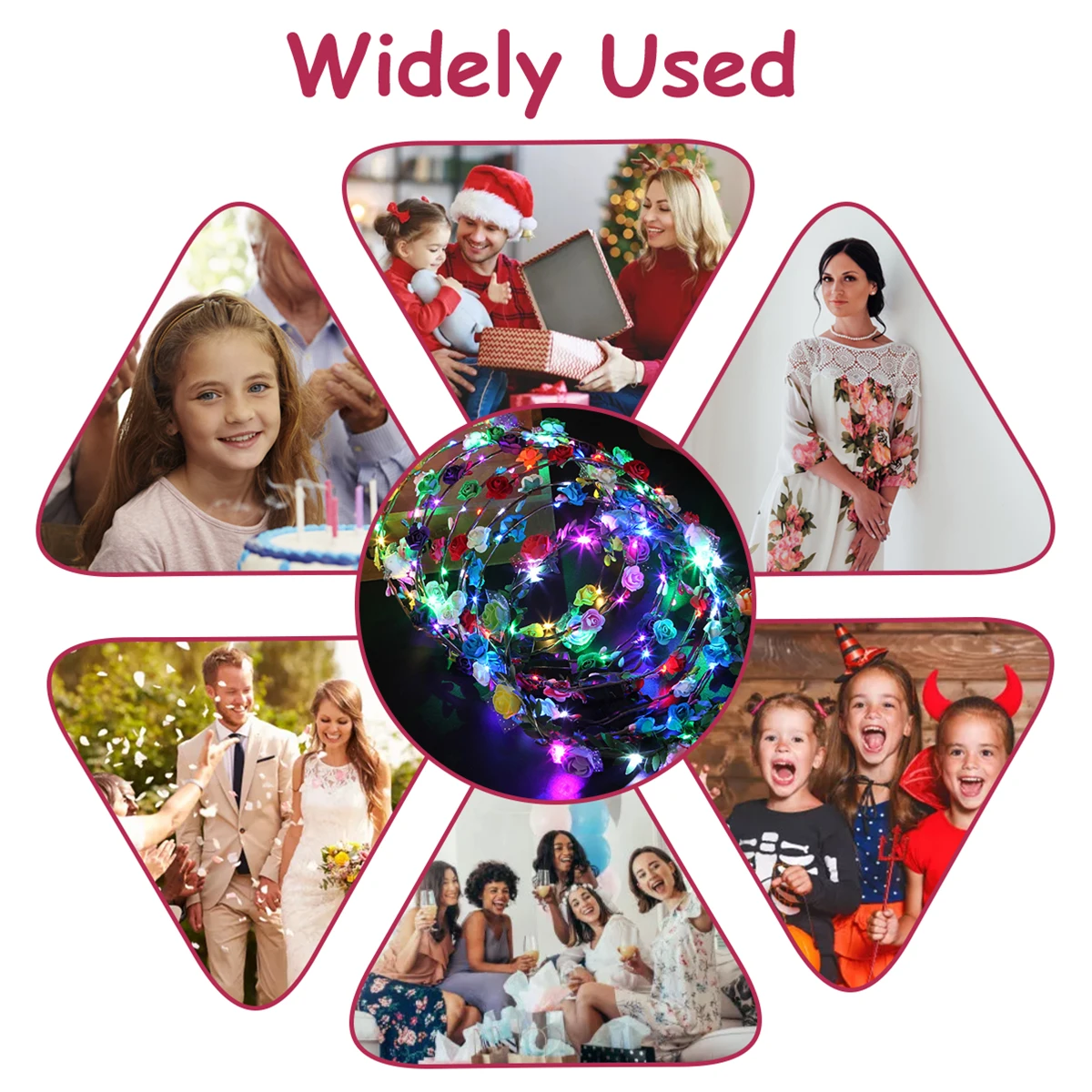 إكليل ليد مضيء بالزهور لفساتين الزفاف ، عصابة رأس بزهرة ، إكليل من الجنية ، أكس الشعر ، حفلة عيد الميلاد ، 40: 1