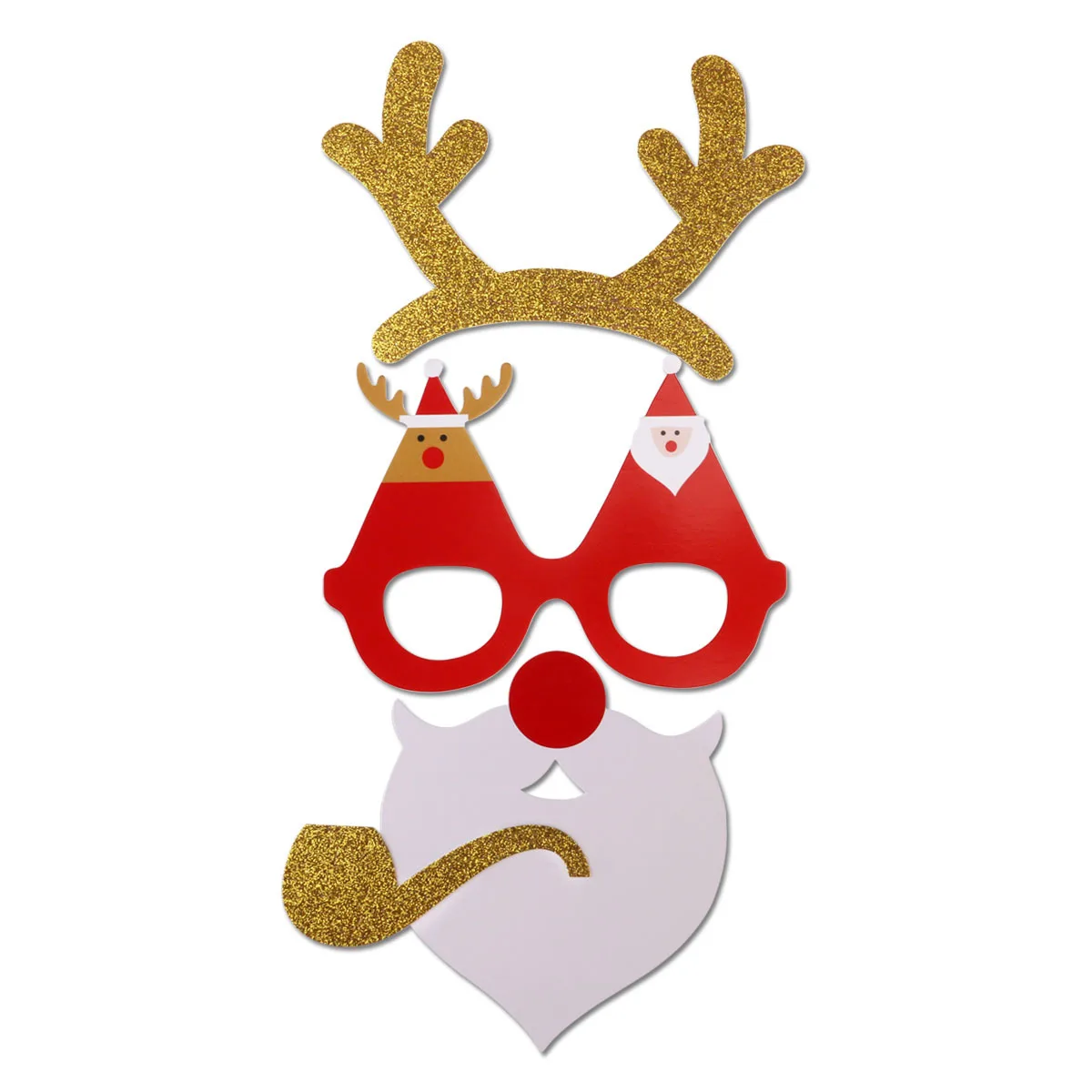 

8Pcs Photo Booth Props Christmas DIY Kit for Party Supplies Includes Glasses Moustache Deer Horn Santa Hat Engagement Birthday