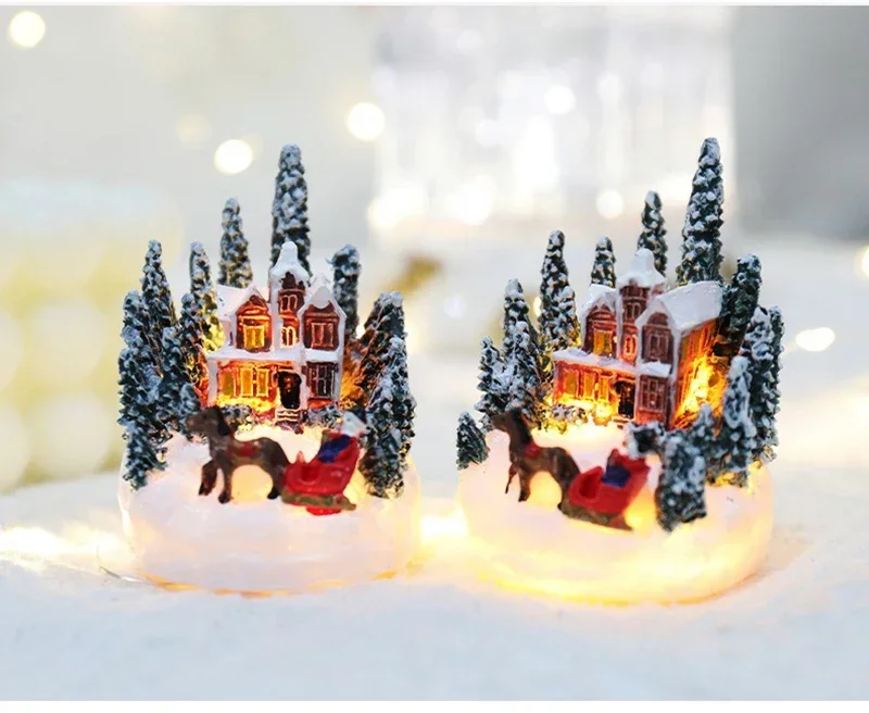Christmas Decorations LED Night Lights Luminous Landscape House Children's Gift Christmas New Year Ornaments Festival Lighting