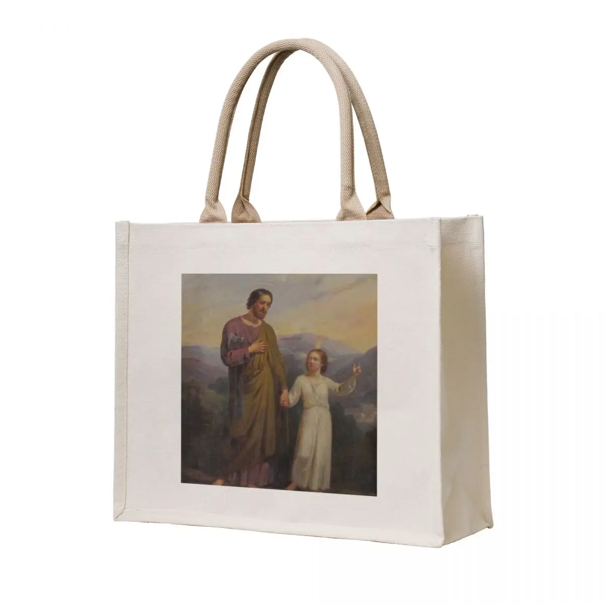

St Joseph and Jesus child Tote Bag bags luxury women canvas tote reusable grocery bags