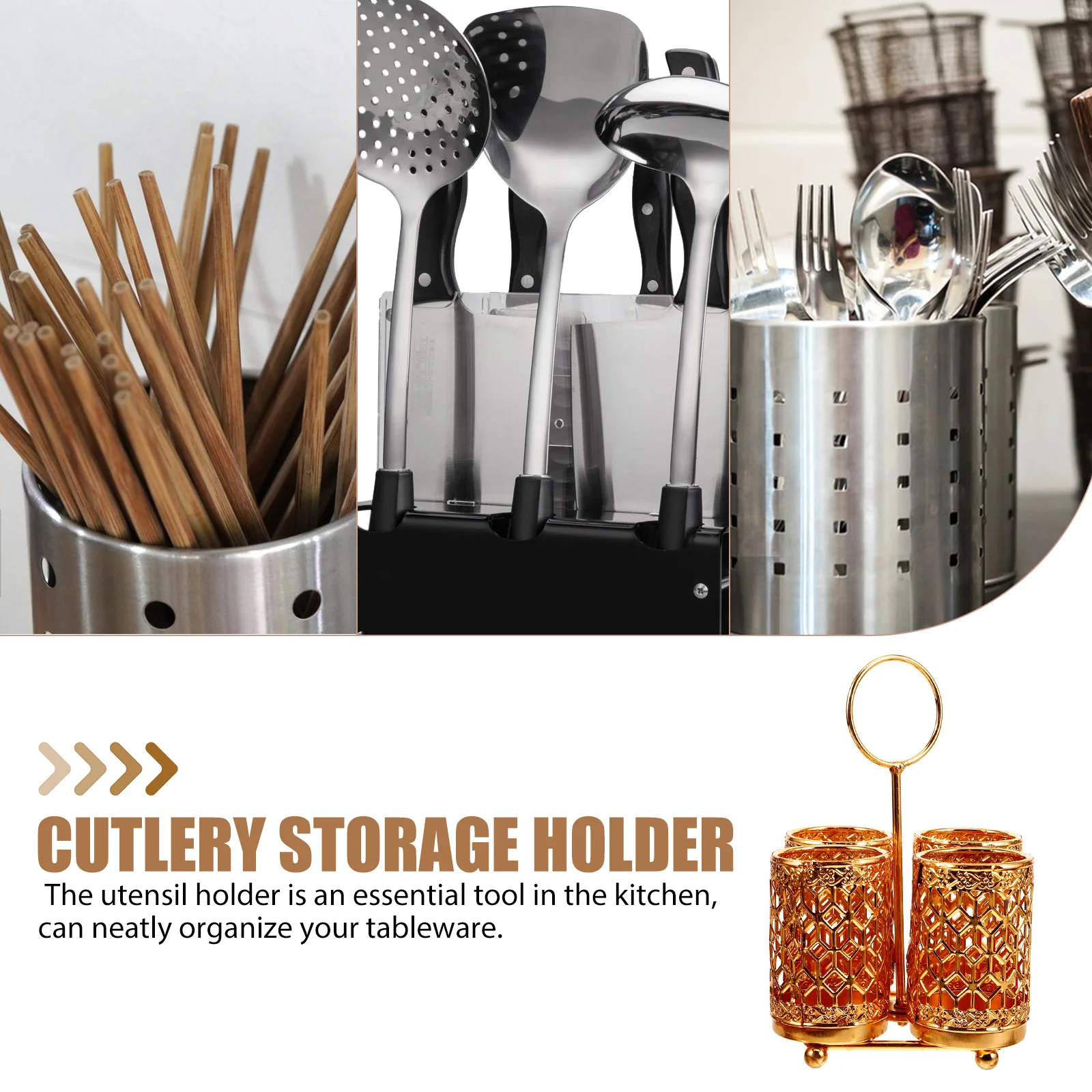 

Multi-Tube Draining Rack Utensil Holder Large Capacity Kitchen Countertop Organizer Cutlery Container Storage Household Utensil