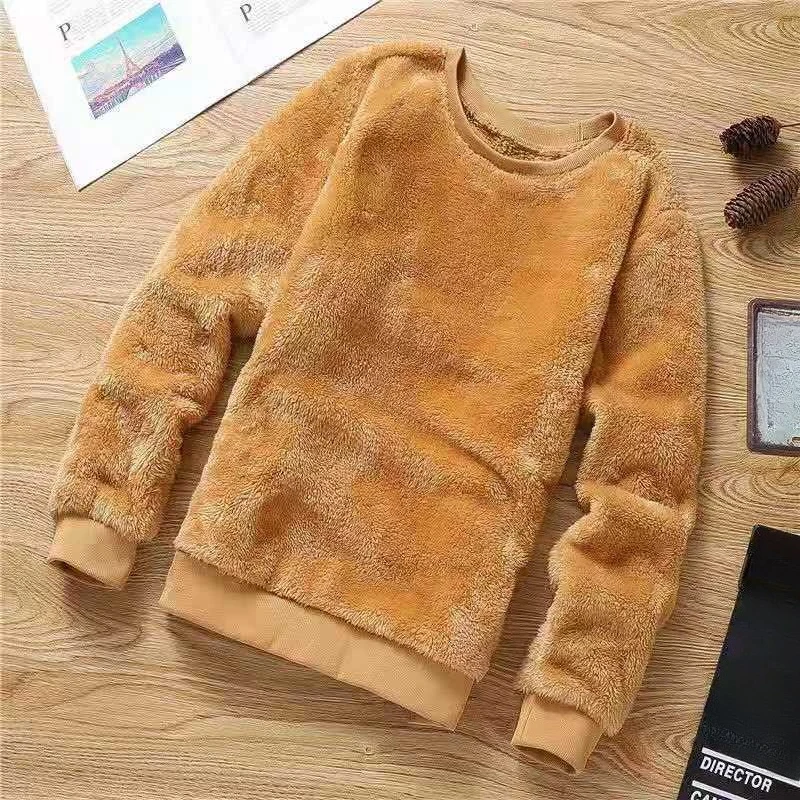 

padded O-neck lamb velvet pullover hoodies mens winter warm loose wild long-sleeved Sweatshirts Streetwear Unisex