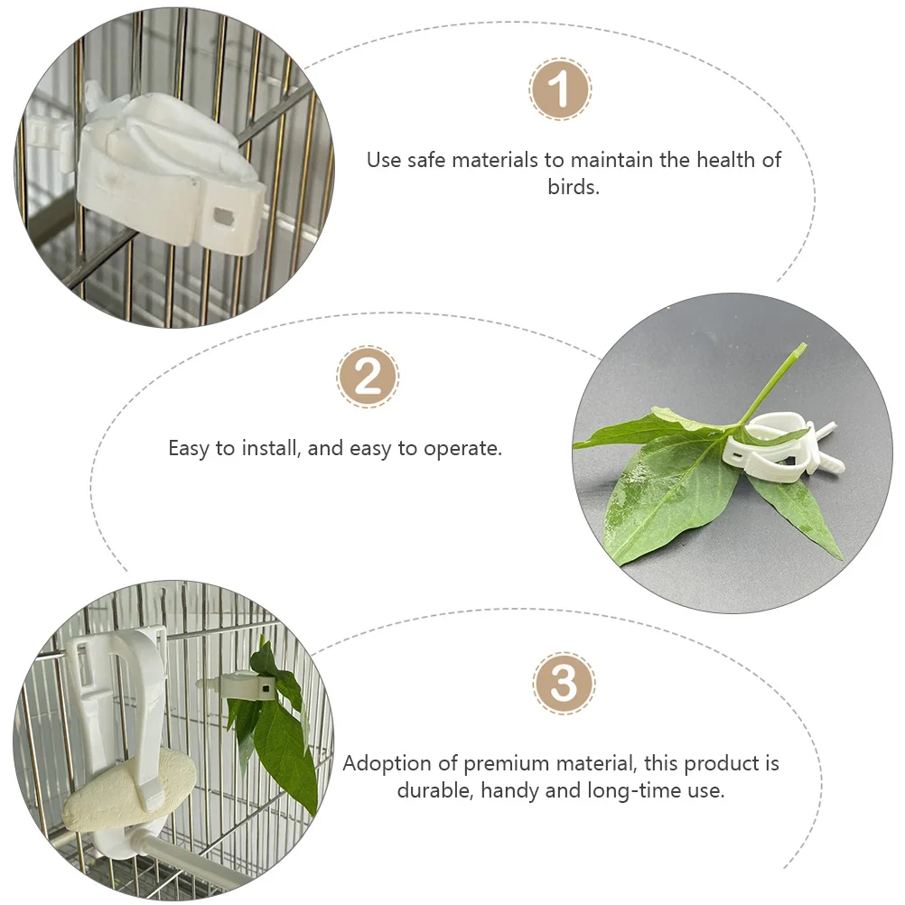 

2 Pcs Parrot Vegetable Clips Birdcage Cuttlebone Clamp The Feeder Accessory Plastic Fixed