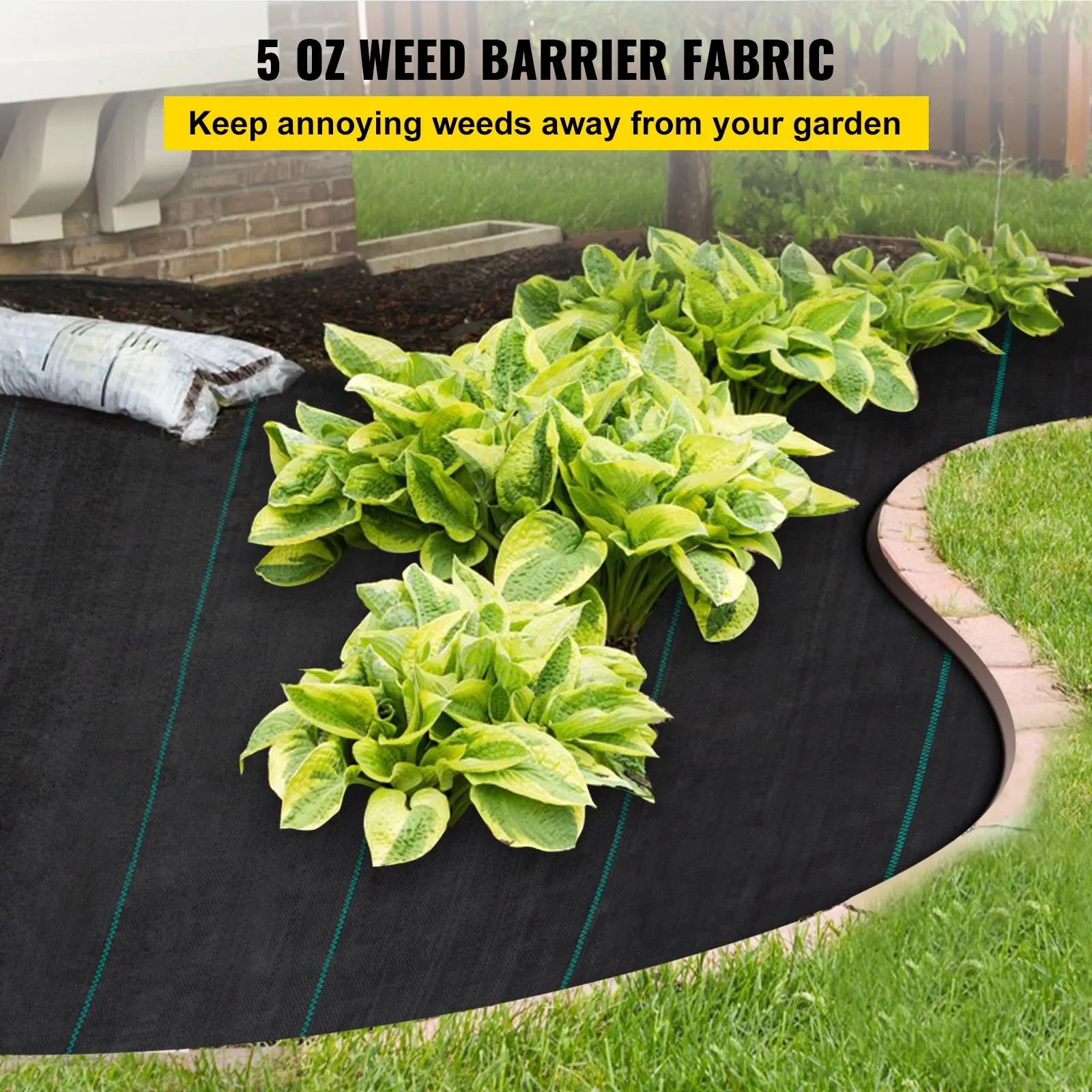 

Weed Barrier Landscape Fabric, 5 X 250 Ft, 5 Oz Premium Woven Ground Cover Heavy Duty PP Material & Easy Setup, Single-Layer