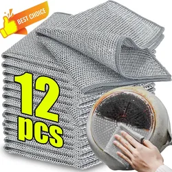 Double- Sided Metal Steel Wire Rags Household Magic Cleaning Cloth Thicken Kitchen Dish Pot Washdishing Cloths Towel Clean Tools