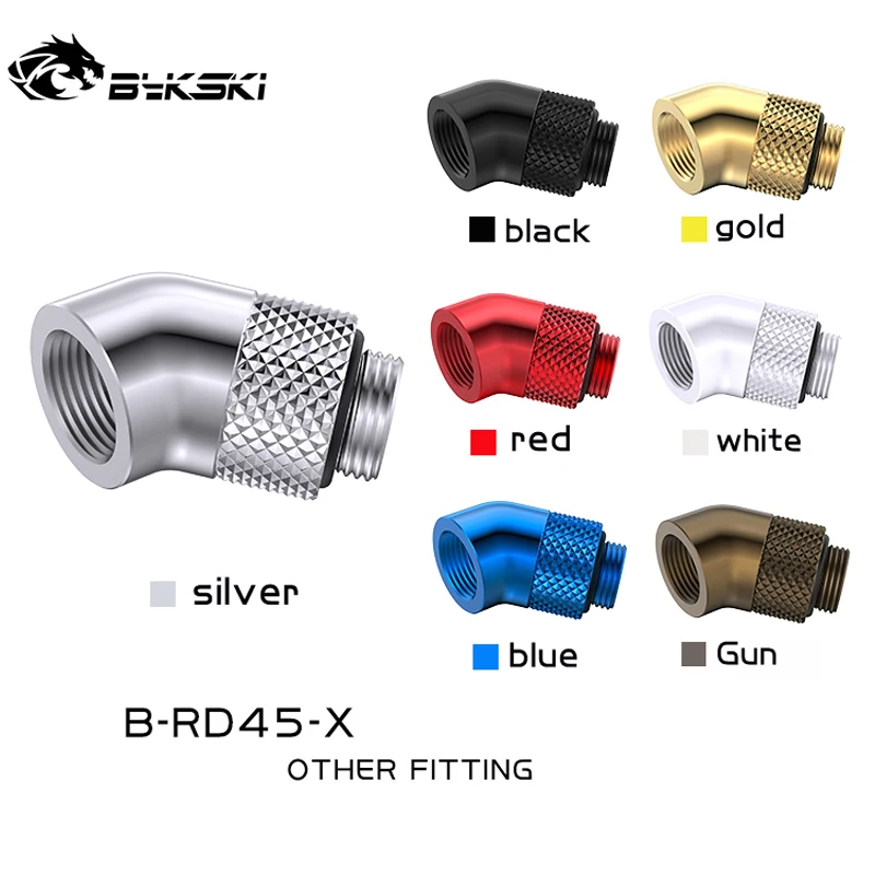 

Bykski B-RD45-X,G1/4 PC, фитинги с водяным охлаждением на 45 градусов, адаптеры с разъемом «штырь-гнездо» разных цветов