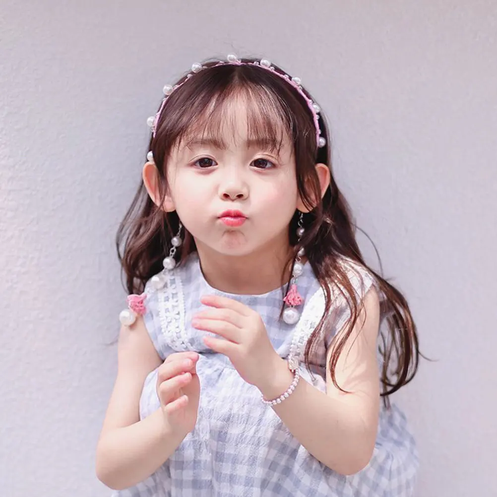 

3Pcs Pearls Tassel Headband Kids Elegant Hairband Hair Jewelry Children Hair Accessory Girls Party Headpiece Pearls Headband