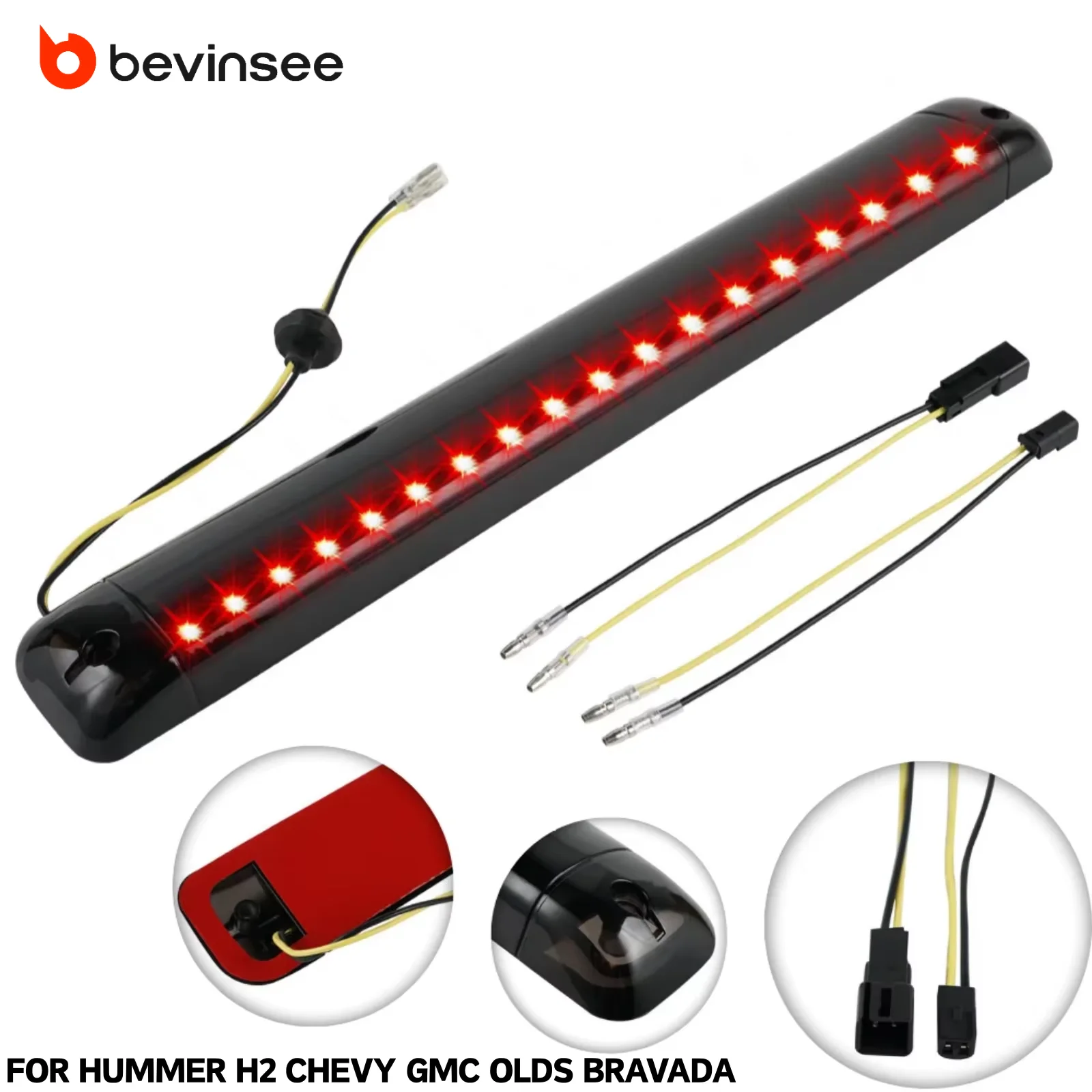 

BEVINSEE 18 LEDs Car Light Bar LED Third Brake Light for Hummer H2 Chevy GMC Olds Bravada Stop Warning Lamp High Mount 12V