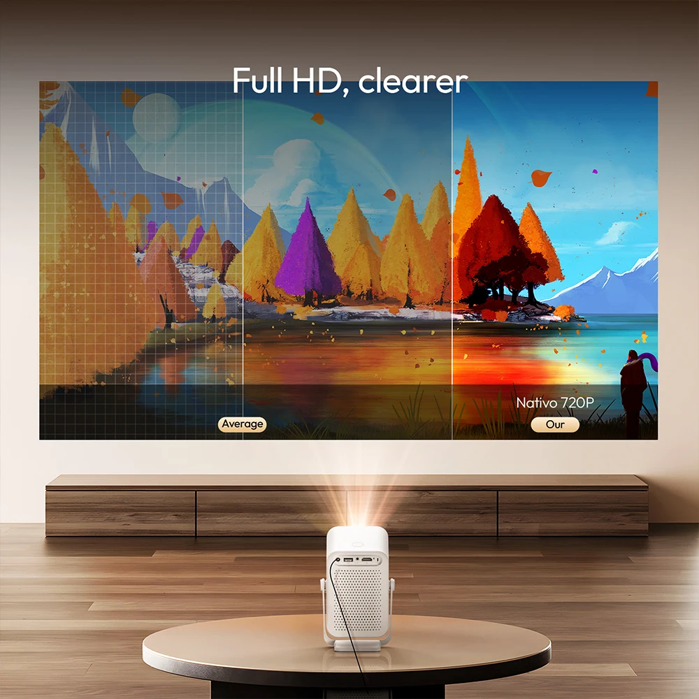 Vevshao A15 Proyektor Pintar Portabel Android 13 Proyektor WiFi Ganda Keystone Otomatis Fokus Saku Beamer Pertemuan Rumah Video Bioskop