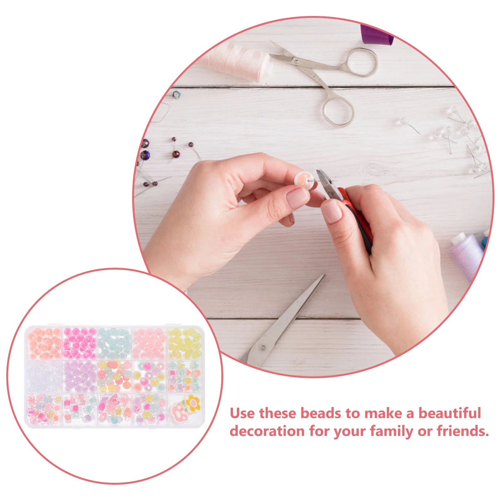 1Set Acrylic Bead Set for DIY Crafts Premium Loose Beads Material Pack for Necklace Bracelet Making Wear Resistant Smooth