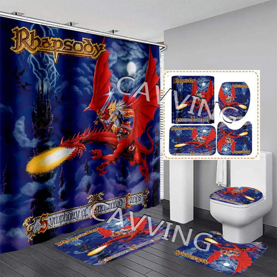 Rhapsody of Fire Band 3D Printed  Shower Curtains Waterproof Bathroom Curtain Anti-slip Bath Mat Set Toilet Rugs Carpets   F05