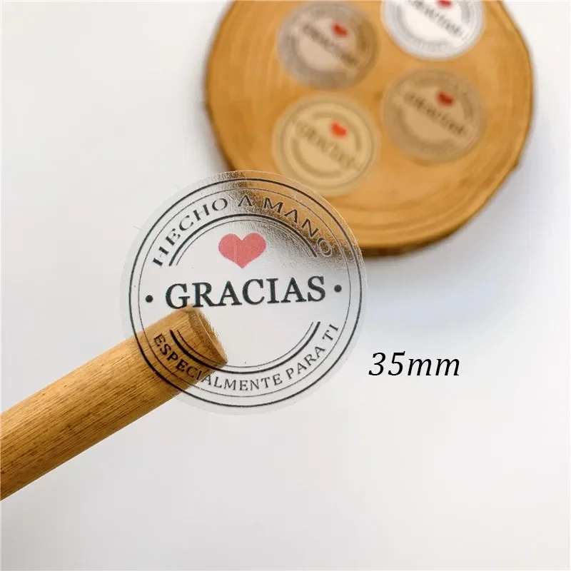 100Pcs Thank You Love Self Adhesive Stickers Kraft Label Sticker Diameter 3.5cm For Diy Hand Made Gift Cake Candy Paper Tags