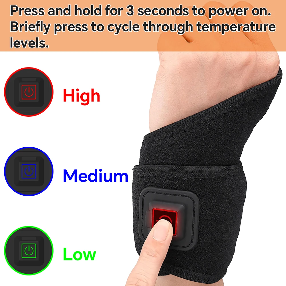 Electric Heated Wrist Support sleeve with 3 Heating Levels, Breathable Wrist guard Strap Sports and Hand Joint Protection Tool