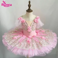 Ruoru-vestido de Ballet profesional para niña, tutú de princesa para fiesta, disfraz de baile, azul, rosa y morado