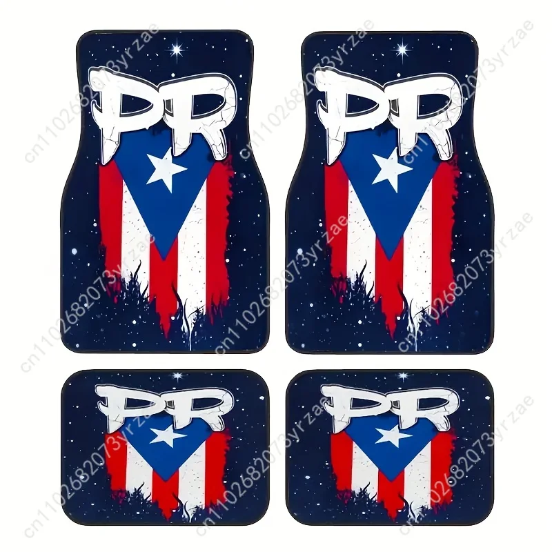 

Puerto Rican Pride 4pcs Universal Car Floor Mats All-Season Fashionable Auto Interio Absorbent Non-Slip Washable Car Floor Mats