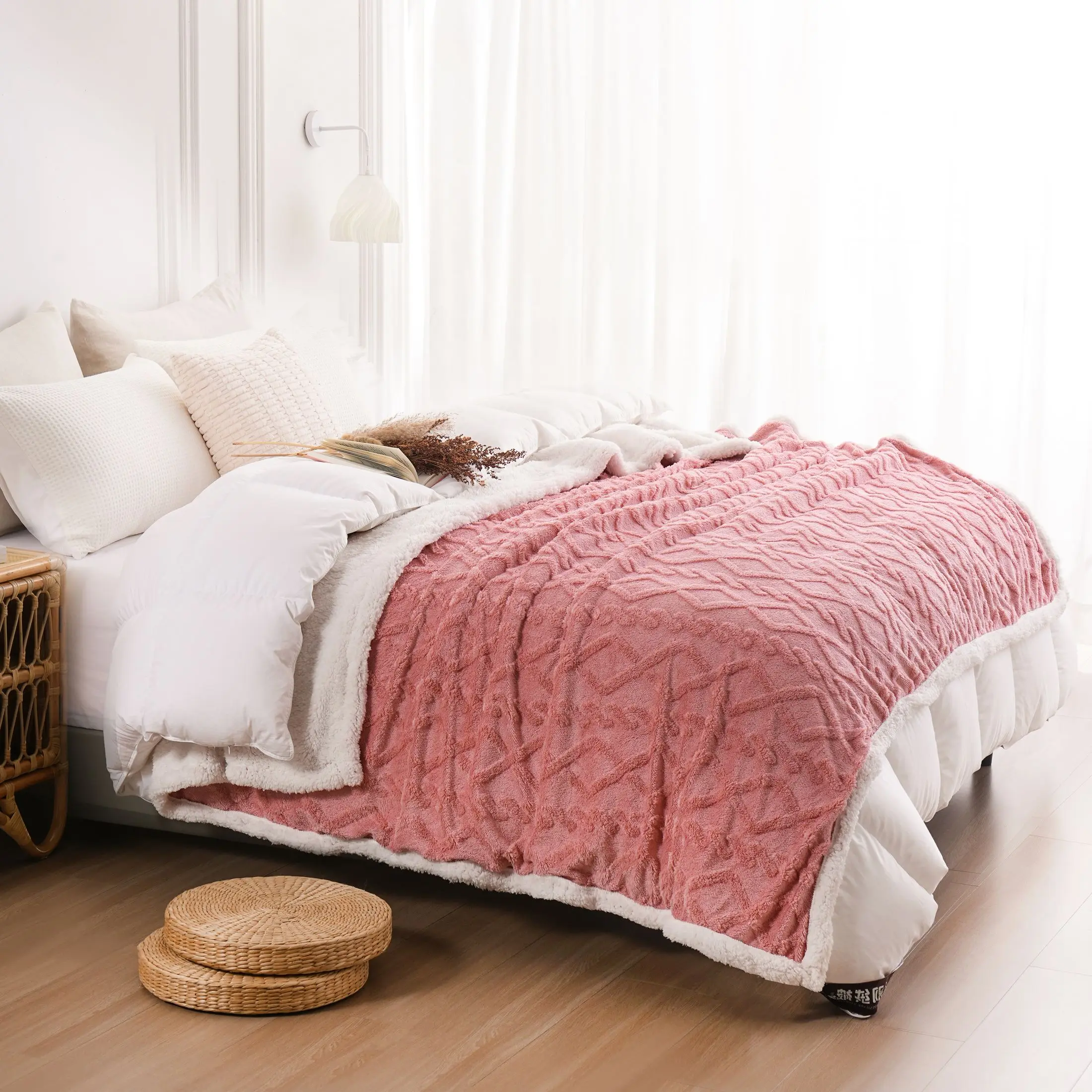 1 قطعة بطانية جاكار شيربا المرجحة 3 كجم للبالغين ، جيدة للنوم جميع المواسم مساعدات النوم ، أرنب صناعي أفضل بطانية لنا