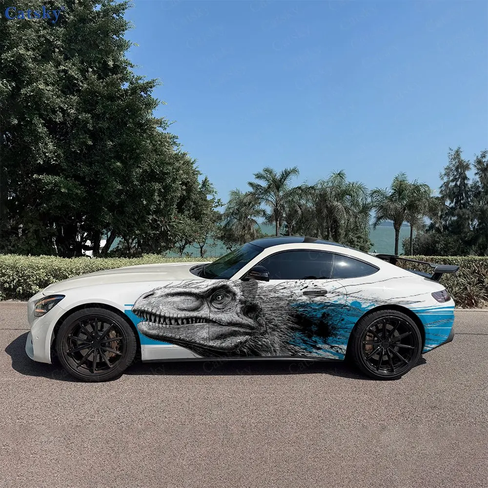 2pcs Prehistoric T-Rex Splatter, Durable, Fade-resistant, Enhance Vehicle Aesthetics With Bold Artistic Design Car Vinyl Wraps