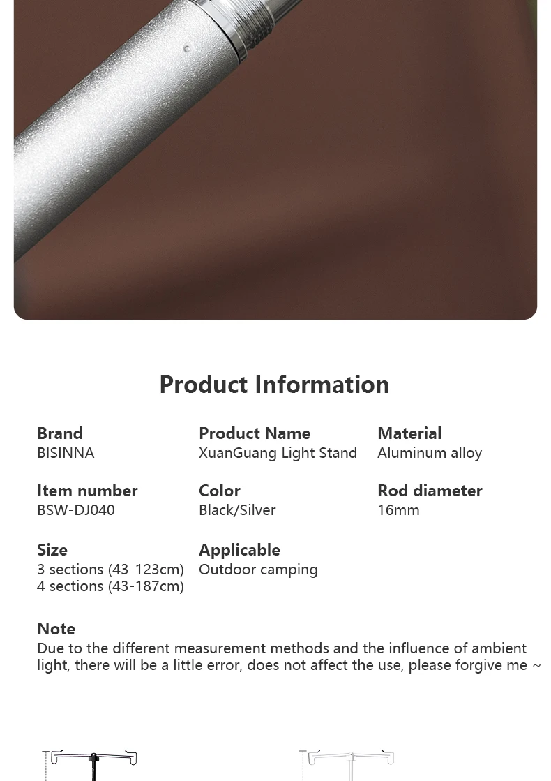 BISINNA Camping-Laternenständer, abnehmbarer Lichtaufhänger aus Aluminiumlegierung, tragbar, leicht, Lampenfassung, Outdoor-Wanderzubehör – Detail 9